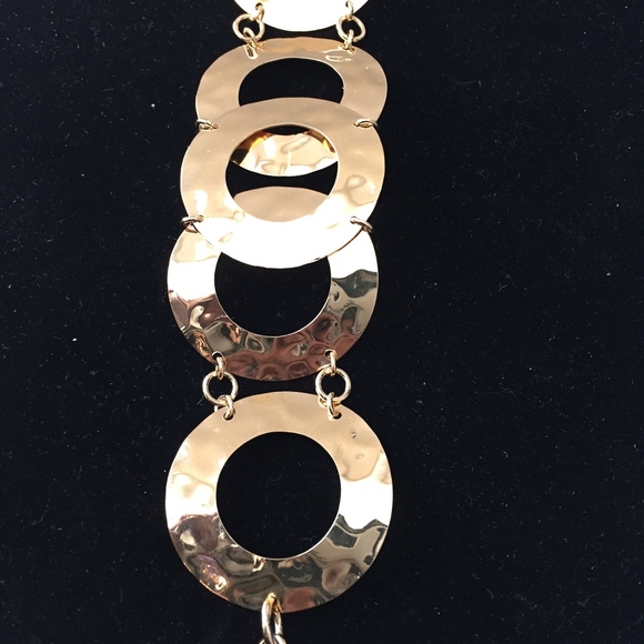 Italian Hammered Circles 18K Gold/Bronze Bracelet - Picture 3 of 7